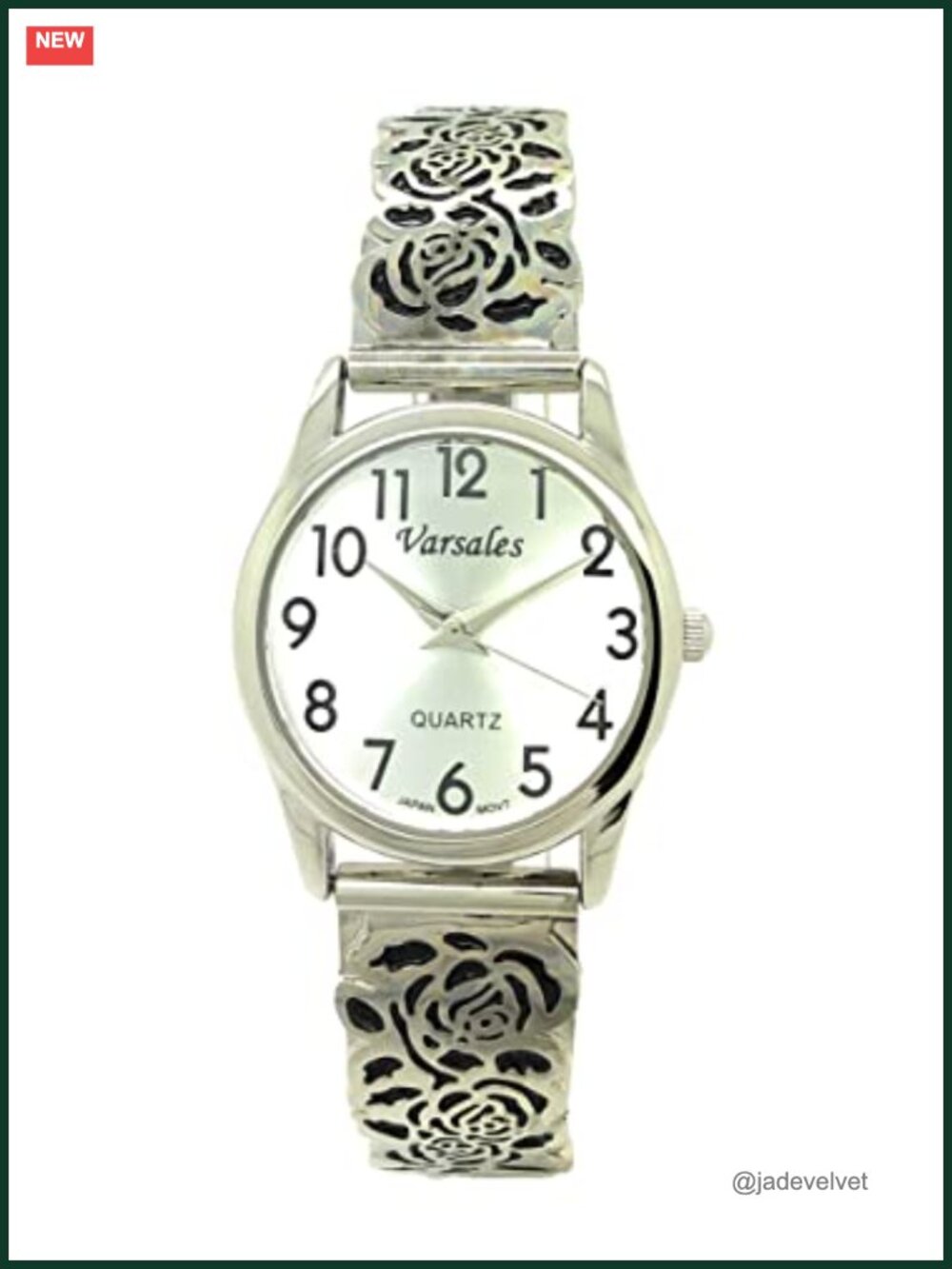 Elegant Floral Stretch Elastic Band Bracelet Watch Stainless Steel Caseback